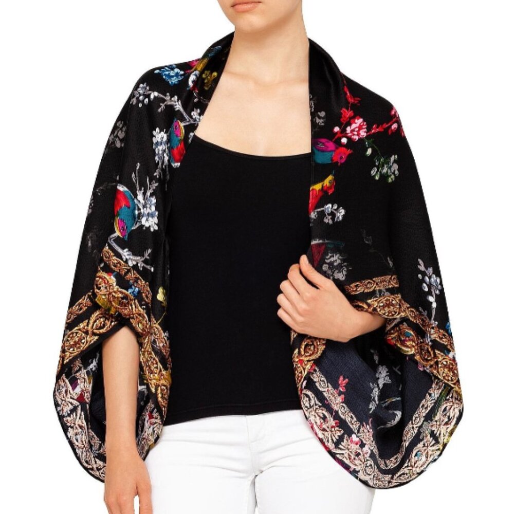 TED BAKER OPULENT FAUNA CAPE SCARF - 100% SILK